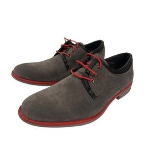 Men’s Royal Shoes Faux Suede Grey Red Oxford Dress Shoes Size 8.5!